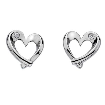 Sterling silver diamond entwine heart earrings